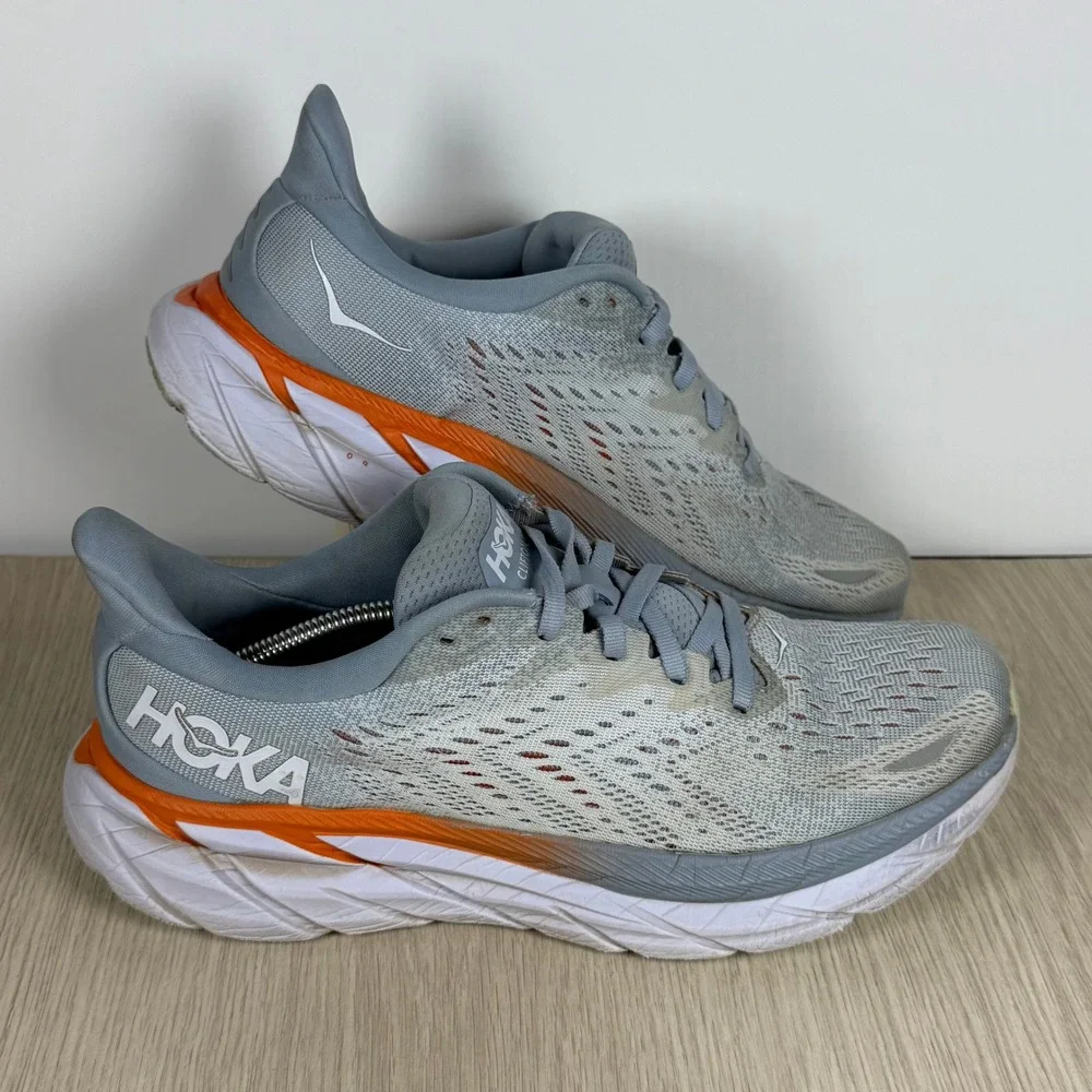Running Shoes Hoka One One Womens 9B Grey Orange Clifton 8 Sneakers 1119394 BFPA